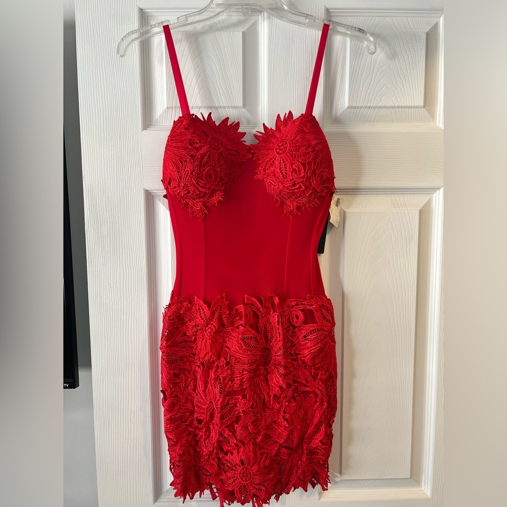 Red holiday cocktail dress